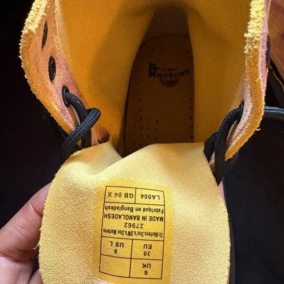 Dr. Martens Tye Dye Yellow & Purple w/ Black Boots - Picture 3 of 3